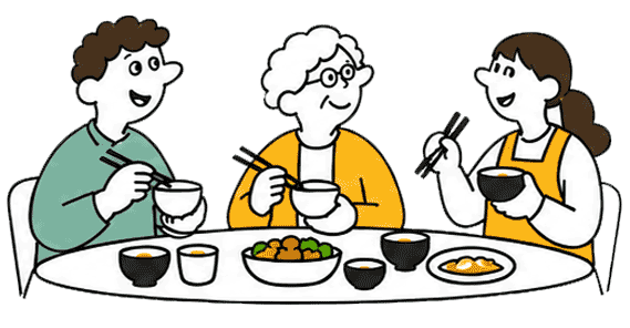 食卓を囲むイラスト